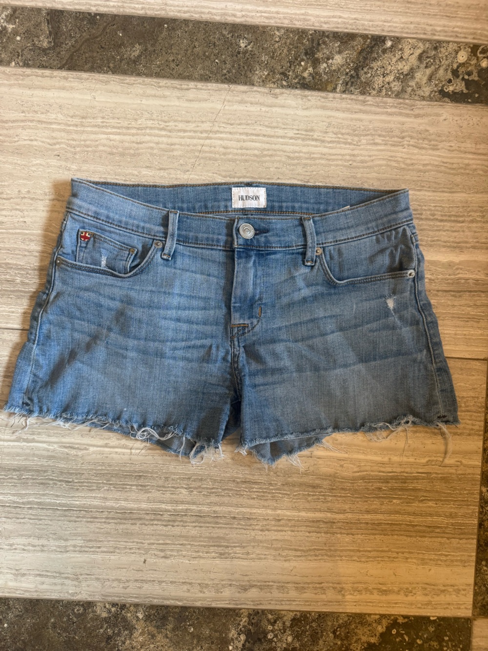 Hudson Jeans Light Blue Frayed Denim Cutoff Shorts